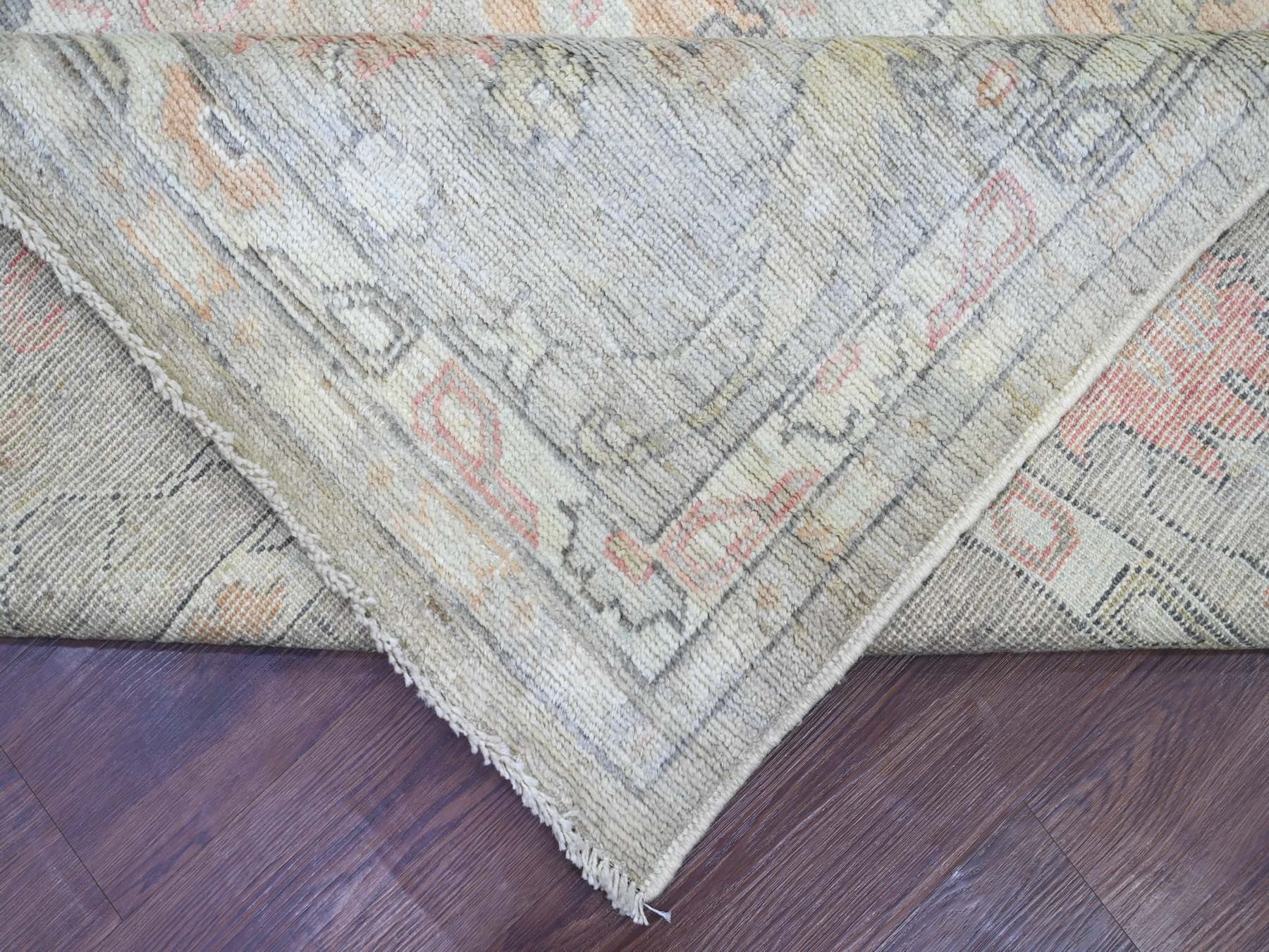 8'8"x12' Spanish Gray, Afghan Angora Oushak with All Over Leaf Design, Hand Knotted, 100% Wool, Vegetable Dyes, Oriental Rug HR22705 - Image 6