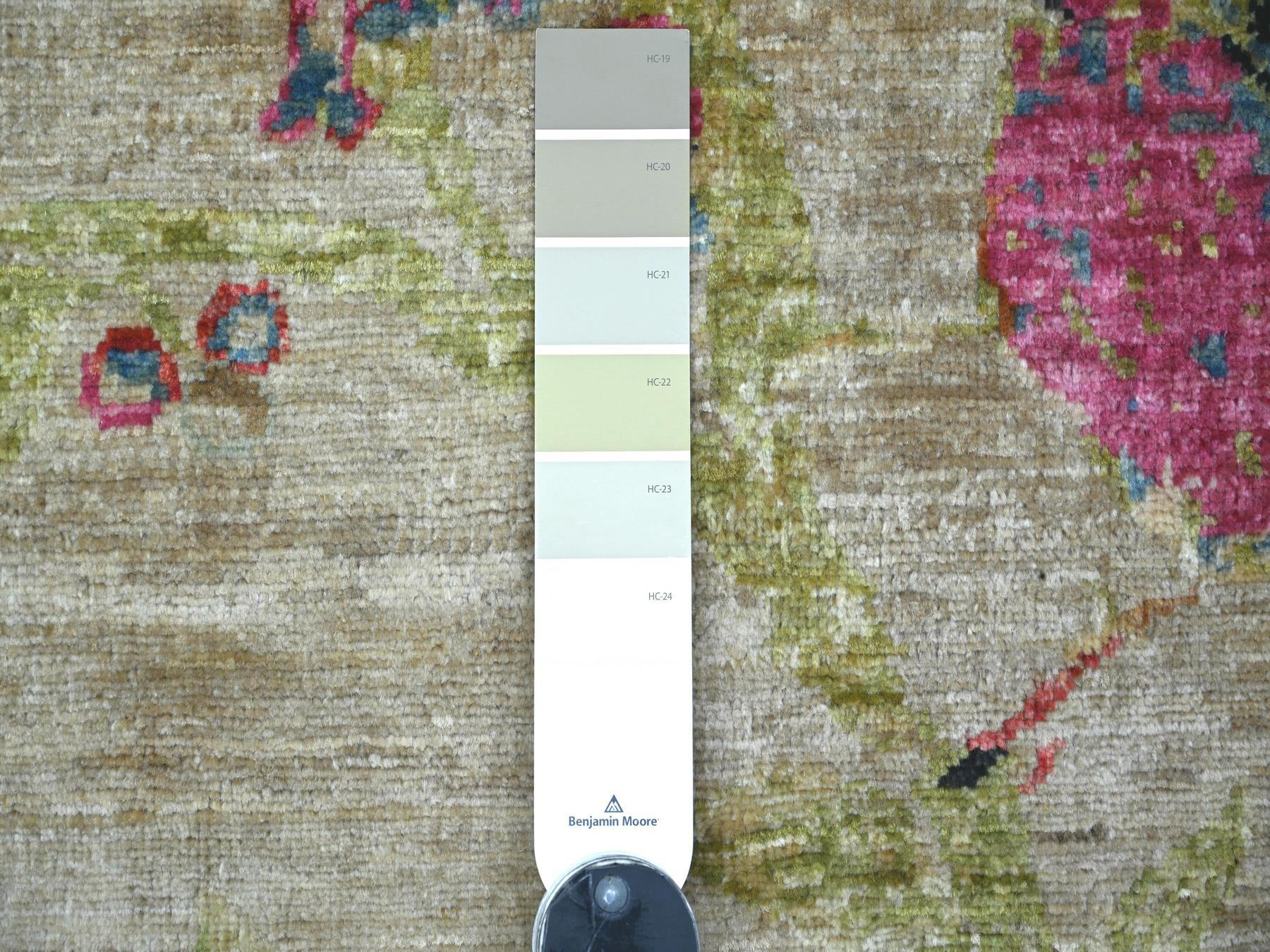2'x3' Beige, Sparrows on the Tree, Peshawar, High Mountain Wool, Finely Hand Knotted, Soft to the Touch, Mat, Sample, Oriental Rug HR22711 - Image 3