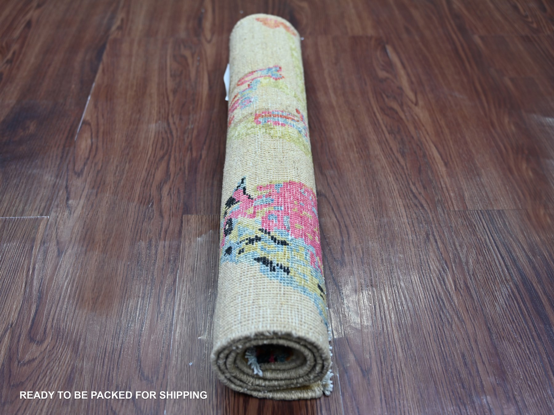 2'x3' Beige, Sparrows on the Tree, Peshawar, High Mountain Wool, Finely Hand Knotted, Soft to the Touch, Mat, Sample, Oriental Rug HR22711 - Image 4