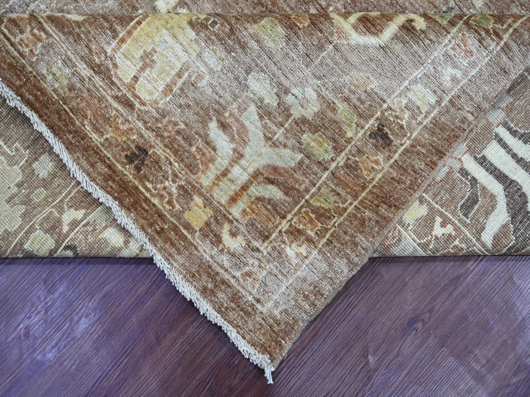 9'6"x11'8" Cedar Brown, Afghan Angora Oushak with Willow and Cypress Tree Design, Hand Knotted, 100% Wool, Vegetable Dyes, Oriental Rug HR22724 - Image 6