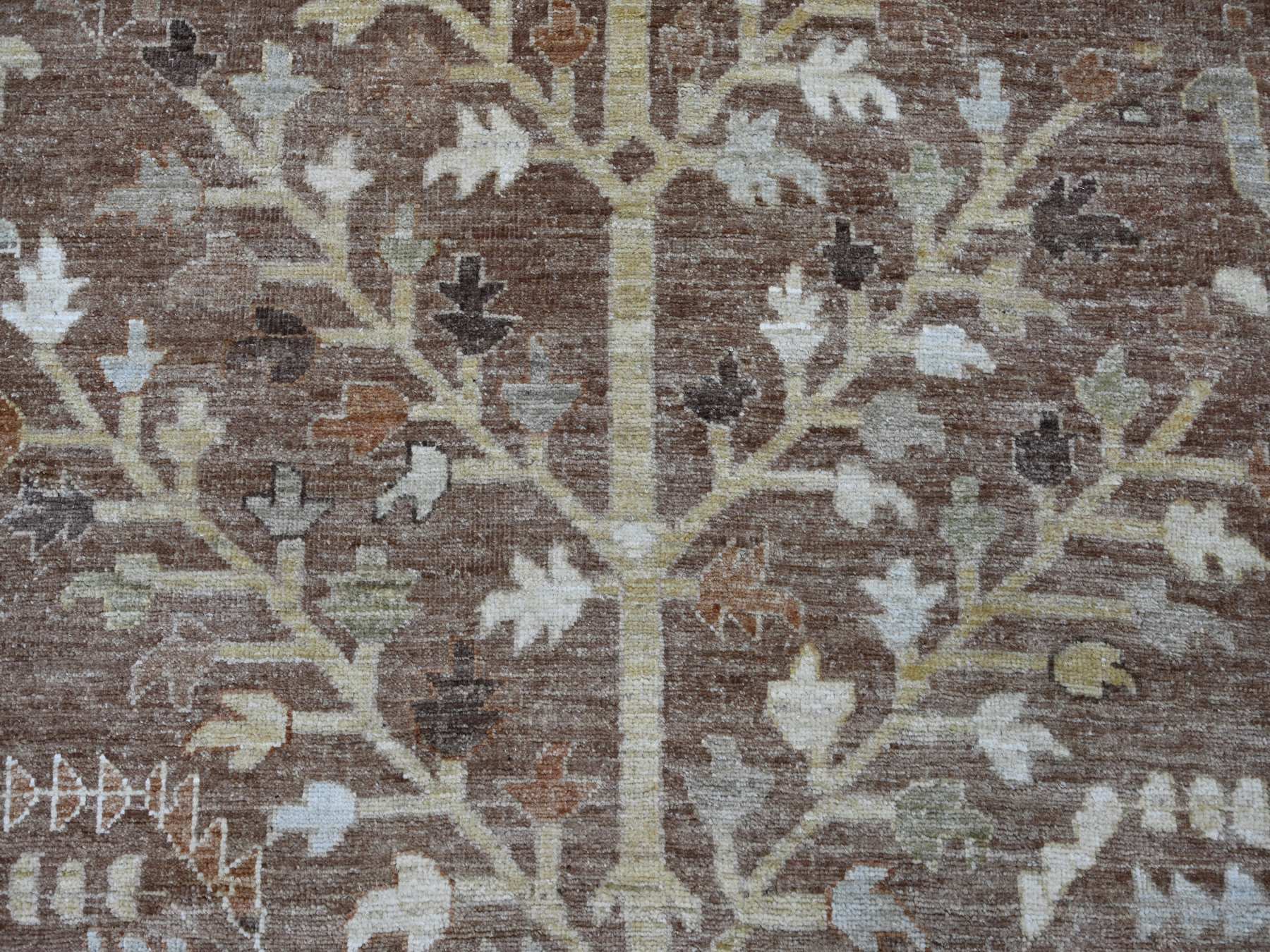 9'6"x11'8" Cedar Brown, Afghan Angora Oushak with Willow and Cypress Tree Design, Hand Knotted, 100% Wool, Vegetable Dyes, Oriental Rug HR22724 - Image 8