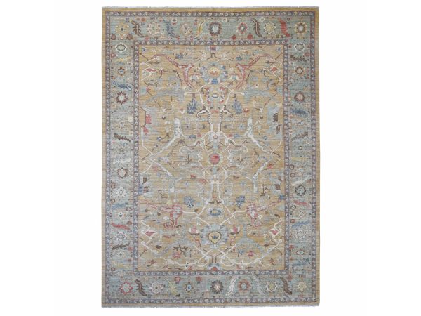 10'2"x13'9" Peach Color, Peshawar with Bijar Garus Design, Hand Knotted, Vegetable Dyes, Densely Woven, 100% Wool, Oriental Rug HR22740