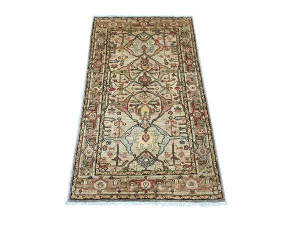 2'9"x4'8" Light Brown, Peshawar with Bijar Garus Design, Hand Knotted, Vegetable Dyes, Densely Woven, 100% Wool, Oriental Rug HR22766