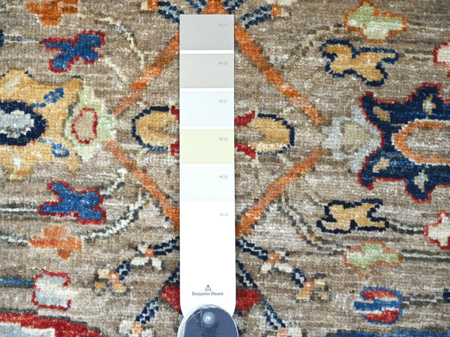 3'2"x4'9" Light Brown, Peshawar with Bijar Garus Design, Hand Knotted, Vegetable Dyes, Densely Woven, 100% Wool, Oriental Rug HR22767 - Image 3