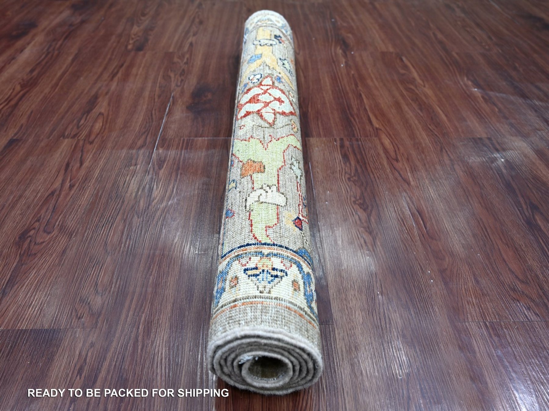 3'2"x4'9" Light Brown, Peshawar with Bijar Garus Design, Hand Knotted, Vegetable Dyes, Densely Woven, 100% Wool, Oriental Rug HR22767 - Image 4
