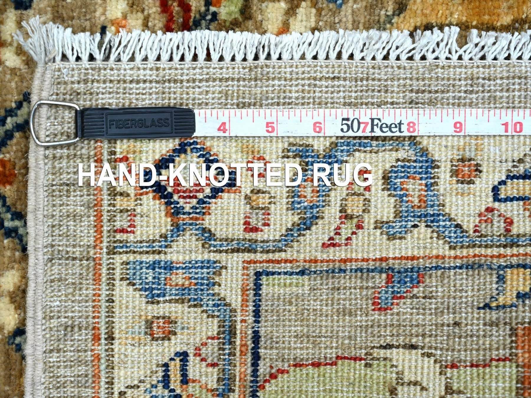 3'2"x4'9" Light Brown, Peshawar with Bijar Garus Design, Hand Knotted, Vegetable Dyes, Densely Woven, 100% Wool, Oriental Rug HR22767 - Image 6