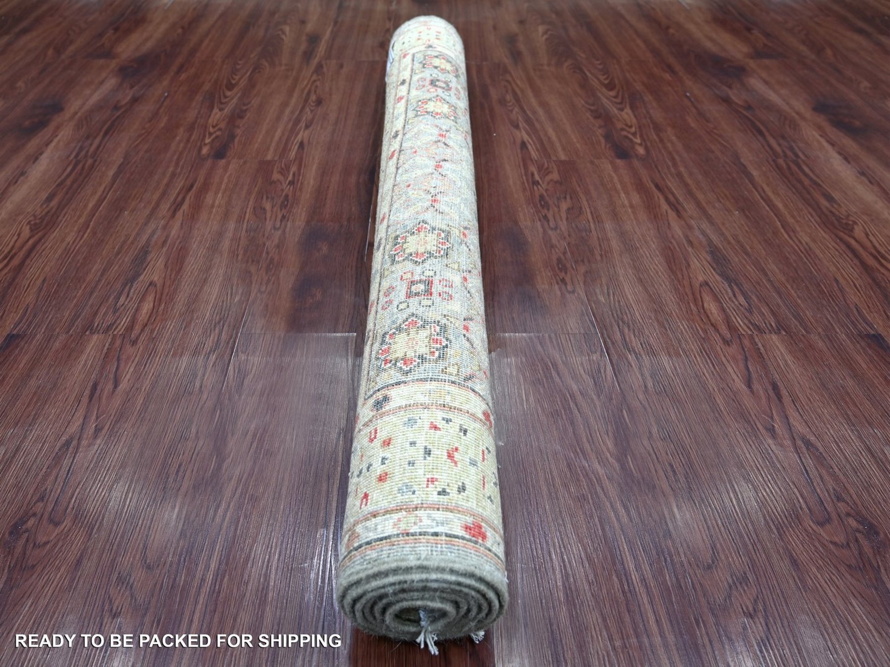 3'10"x5'10" Misty Gray, 14th Century Mamluk Dynasty Pattern with Star Medallion Design, Hand Knotted, High Mountain Wool, Vegetable Dyes, Oriental Rug HR22768 - Image 4