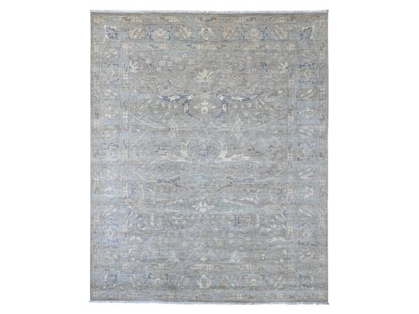 8'x10' Misty Gray, Peshawar with Bijar Garus Design, Hand Knotted, 100% Wool, Vegetable Dyes, Densely Woven, Oriental Rug HR22800