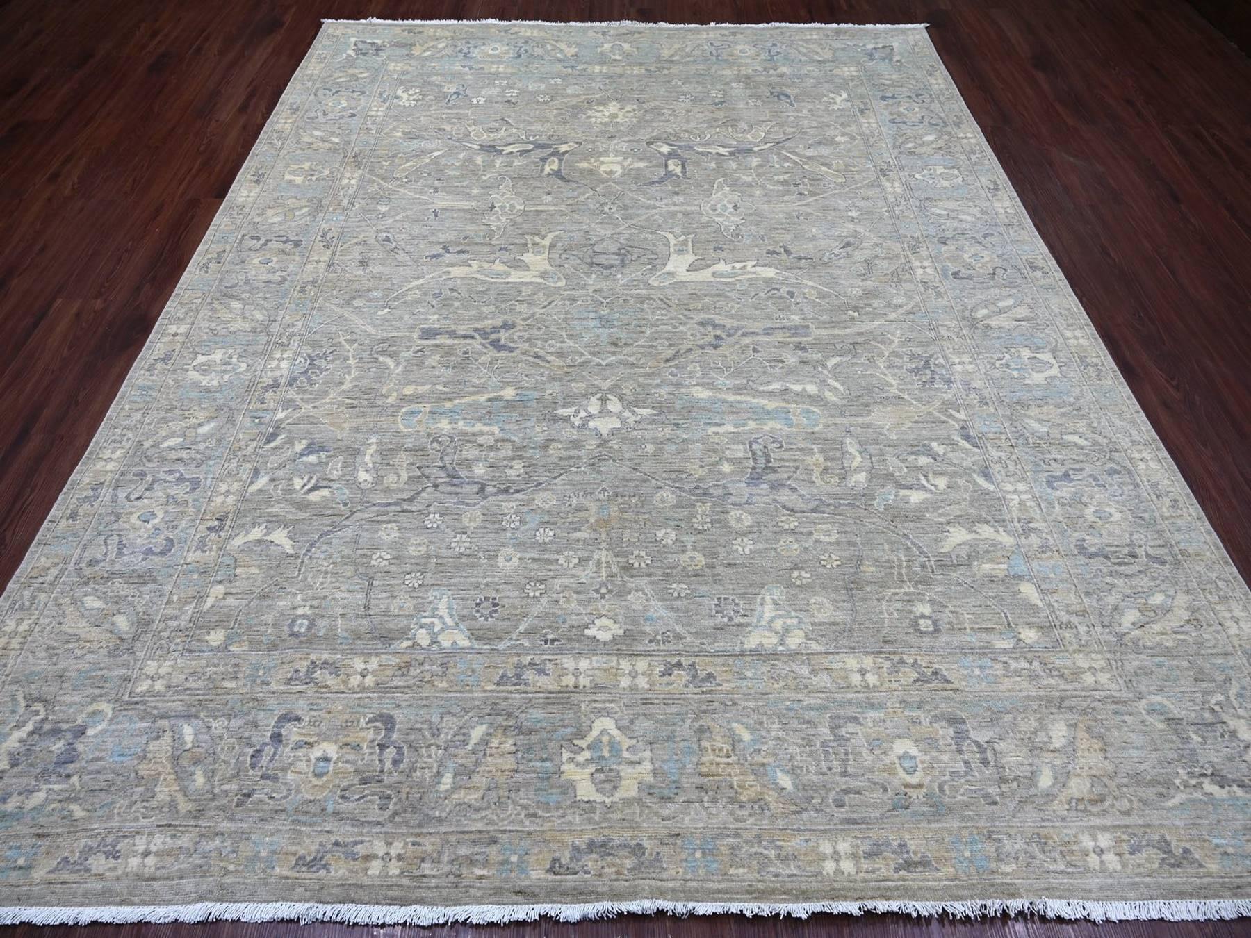 8'x10' Misty Gray, Peshawar with Bijar Garus Design, Hand Knotted, 100% Wool, Vegetable Dyes, Densely Woven, Oriental Rug HR22800 - Image 2