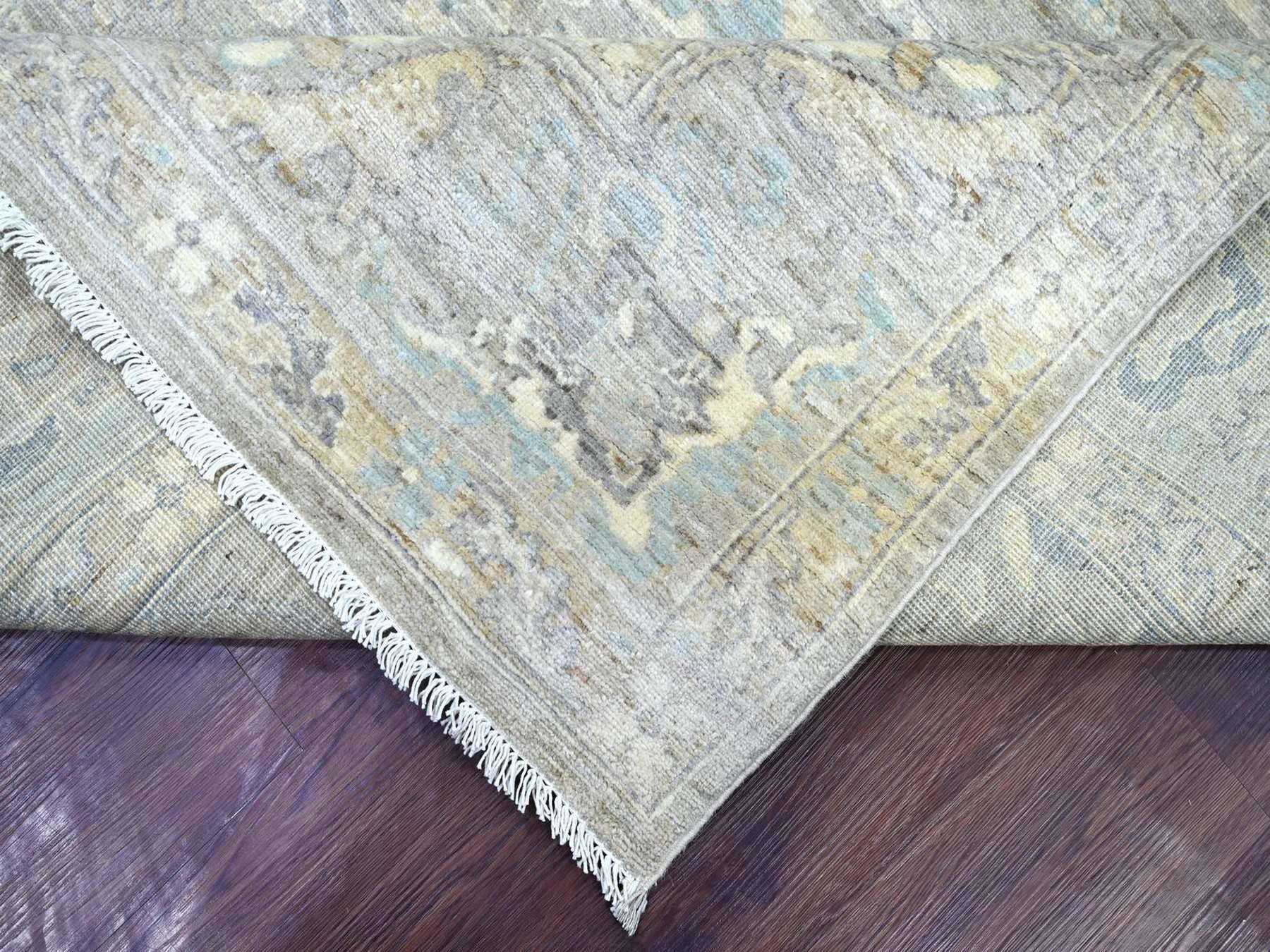 8'x10' Misty Gray, Peshawar with Bijar Garus Design, Hand Knotted, 100% Wool, Vegetable Dyes, Densely Woven, Oriental Rug HR22800 - Image 6