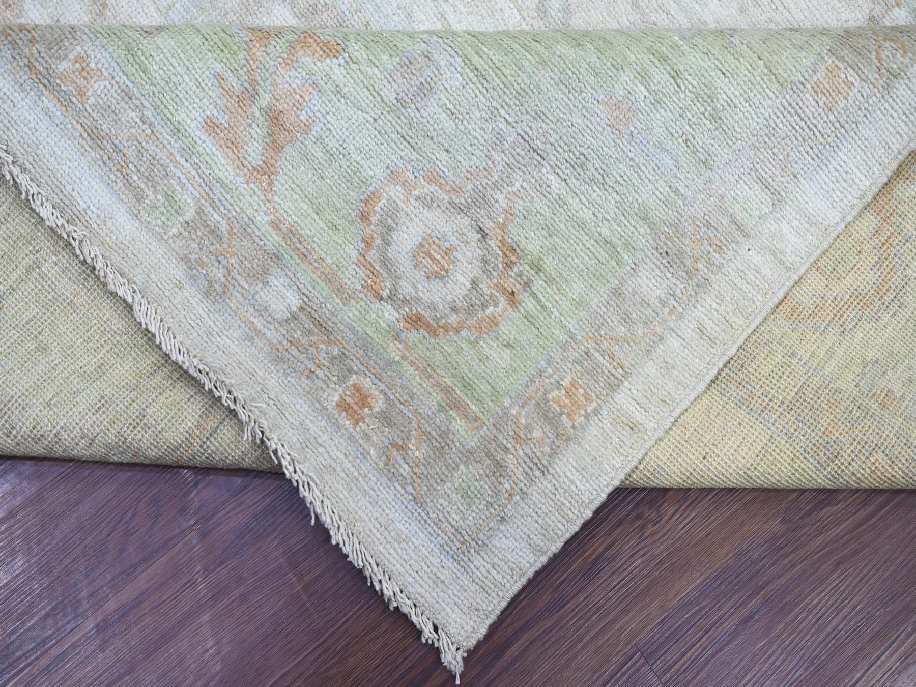 10'x13'7" Light Gray, Afghan Angora Oushak with All Over Vines Design, Hand Knotted, 100% Wool, Vegetable Dyes, Oriental Rug HR22884 - Image 6