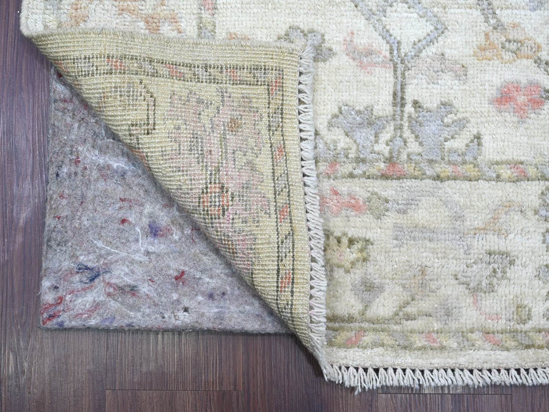 3'x19'6" Alabaster White, Afghan Angora Oushak with All Over Leaf Design, Hand Knotted, 100% Wool, Vegetable Dyes, XL Runner, Oriental Rug HR22905 - Image 2