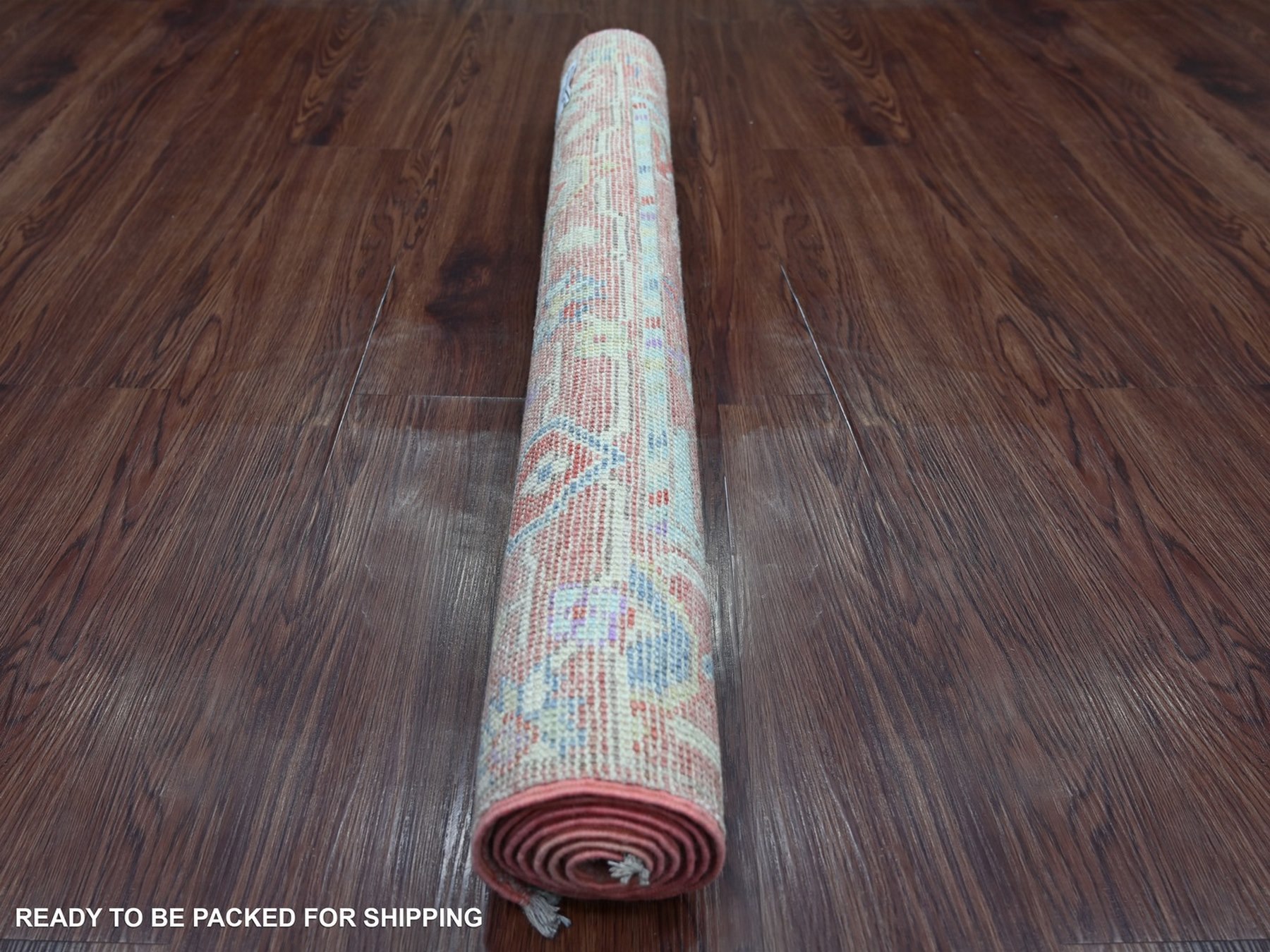 3'2"x5'2" Rose Pink, Afghan Angora Oushak with All Over Leaf Design, Hand Knotted, 100% Wool, Vegetable Dyes, Oriental Rug HR22911 - Image 4
