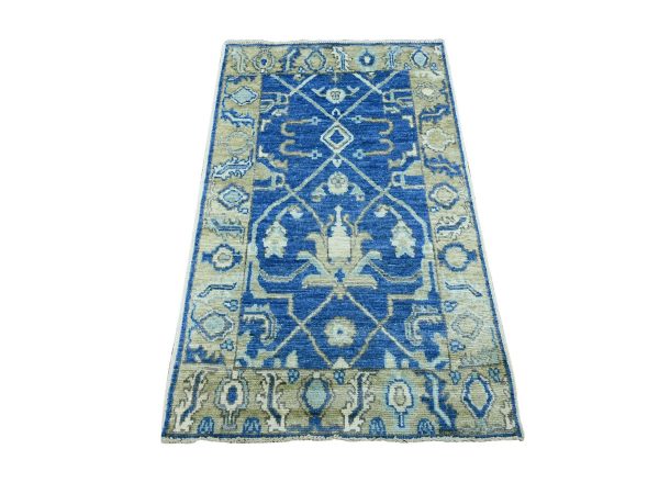 3'x4'8" Admiral Blue, Afghan Angora Oushak with All Over Pattern, Hand Knotted, 100% Wool, Vegetable Dyes, Oriental Rug HR22919