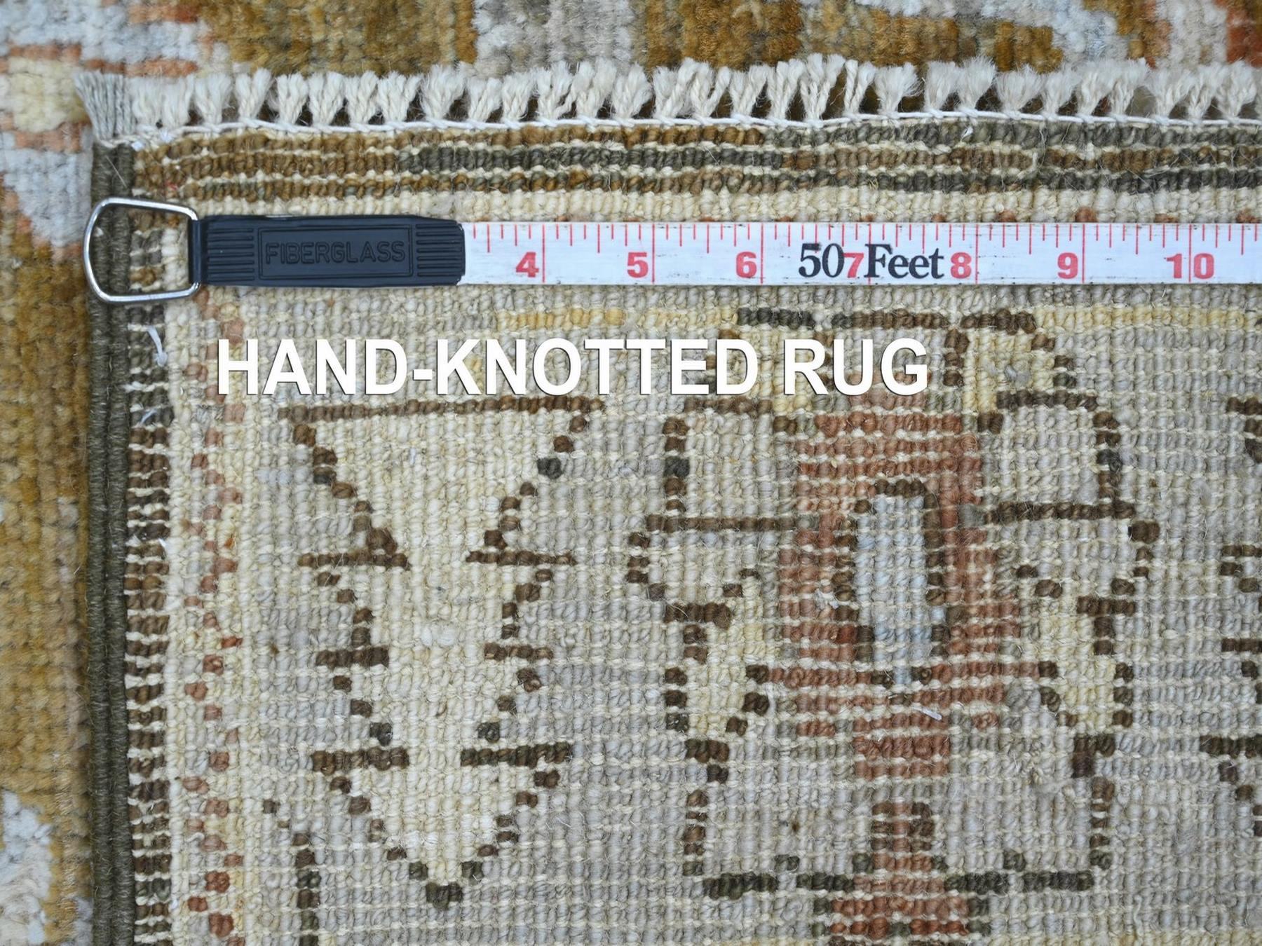 3'x12' Almond Brown, Afghan Angora Oushak with All Over Leaf Design, Hand Knotted, 100% Wool, Vegetable Dyes, Runner, Oriental Rug HR22942 - Image 6