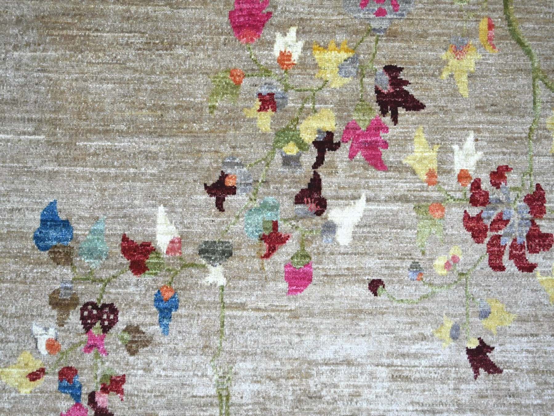 8'2"x9'10" Light Brown, Chinese Art Deco Inspired Peshawar, Hand Knotted, Soft and Velvety Wool, Vegetable Dyes, Oriental Rug HR22962 - Image 8