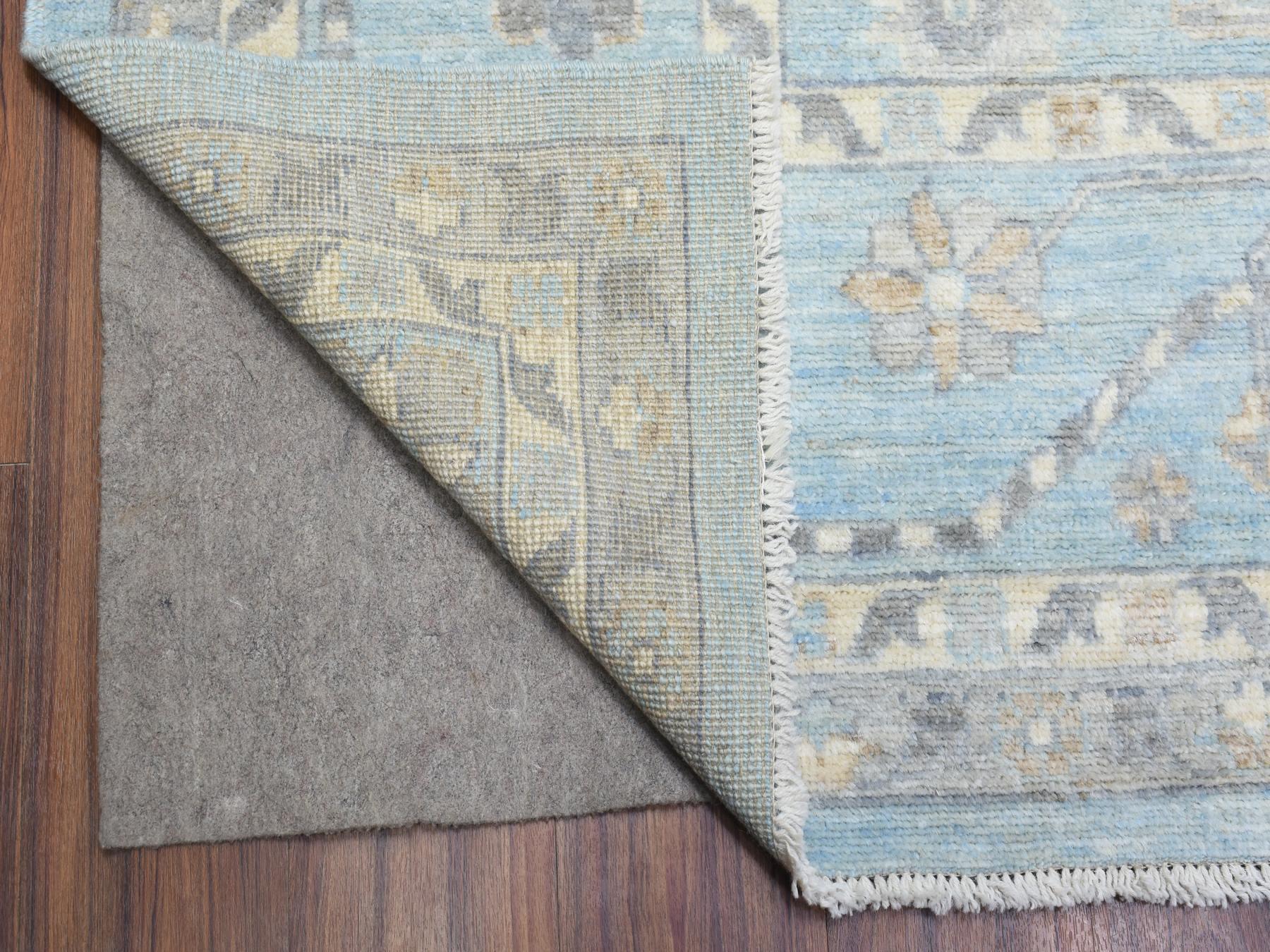 9'1"x11'10" Light Blue Extra Soft Wool Hand Knotted, Afghan Angora Oushak with All Over Design Natural Dyes, Oriental Rug HR72812 - Image 4