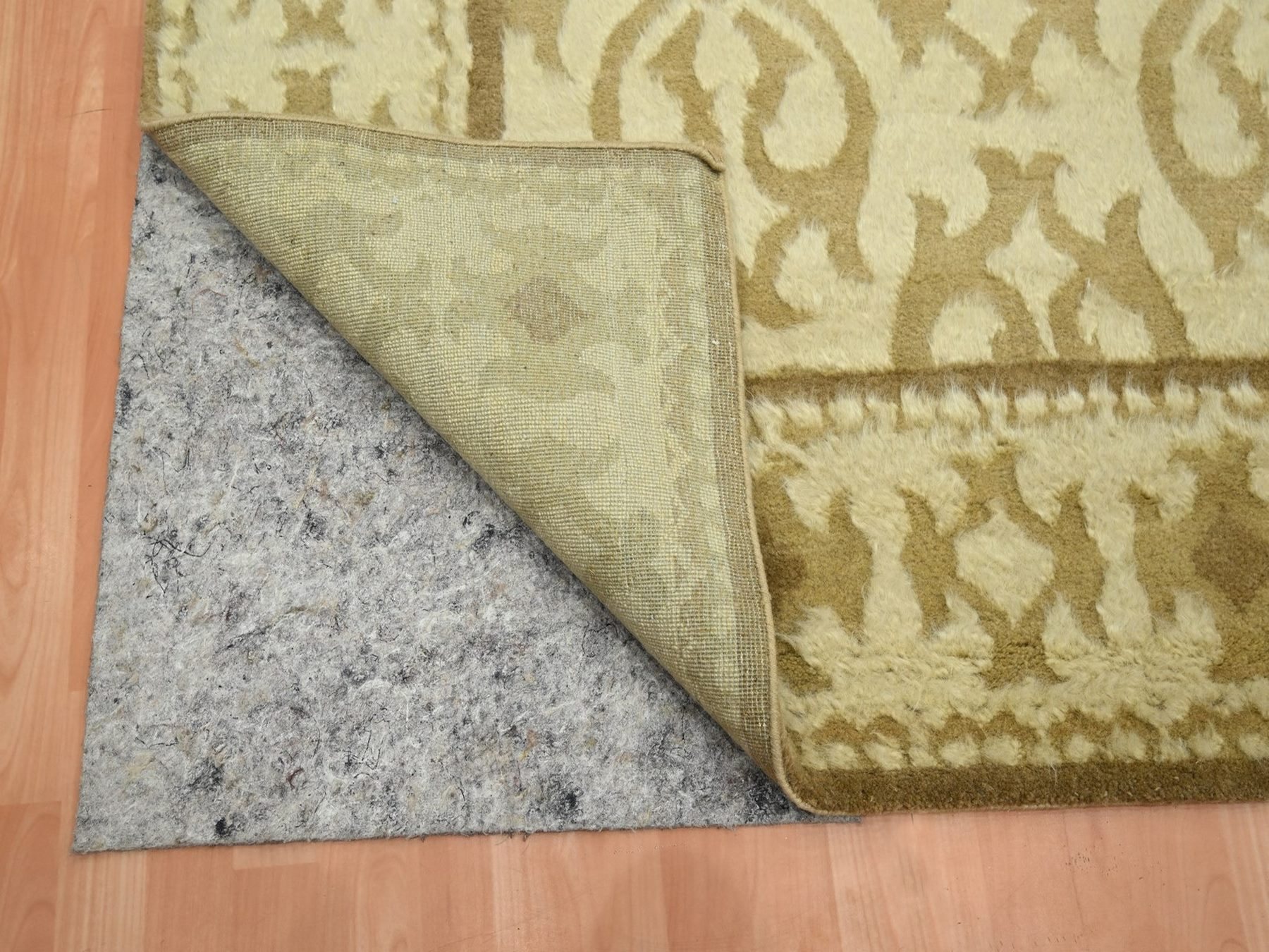 9'3"x12'3" Boulder Ivory, Fleur-de-lis Design Influence, Textured Pile, Hi and Low, Natural Undyed Wool, Plush, Denser Weave, Hand Knotted, Oriental Rug HR75871 - Image 4