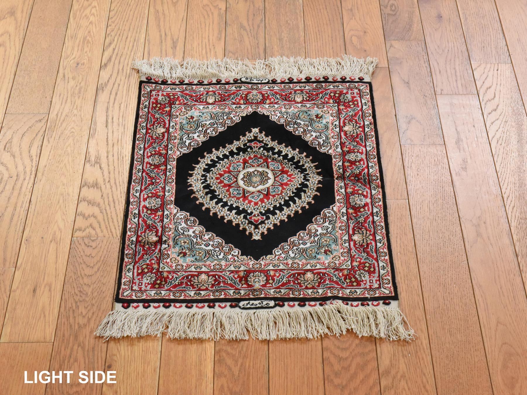 1'6"x2' Chocolate Brown, Chinese, Medallion Design, Pure Silk, Hand Knotted, 400 KPSI, Mat, Oriental Rug HR78592 - Image 3