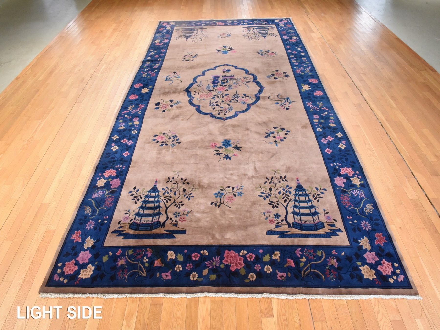 8'9"x17'3" Cinnamon Brown, Antique Chinese Nichols Art Deco, 100% Wool, Hand Knotted, Long and Narrow, Full Pile, Soft and Clean, Oriental Rug HR78594 - Image 3