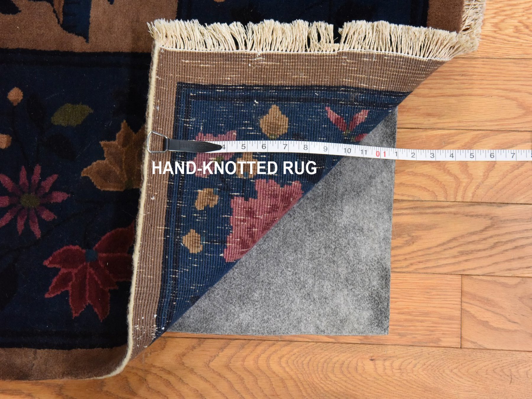 8'9"x17'3" Cinnamon Brown, Antique Chinese Nichols Art Deco, 100% Wool, Hand Knotted, Long and Narrow, Full Pile, Soft and Clean, Oriental Rug HR78594 - Image 7