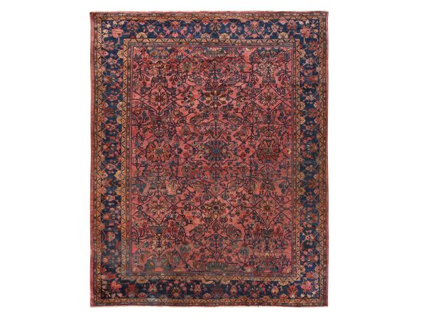 10'6"x13' Rhubarb Red, Antique Persian Mahal, 100% Wool, Hand Knotted, Some Wear, Soft and Clean, Oriental Rug HR78597
