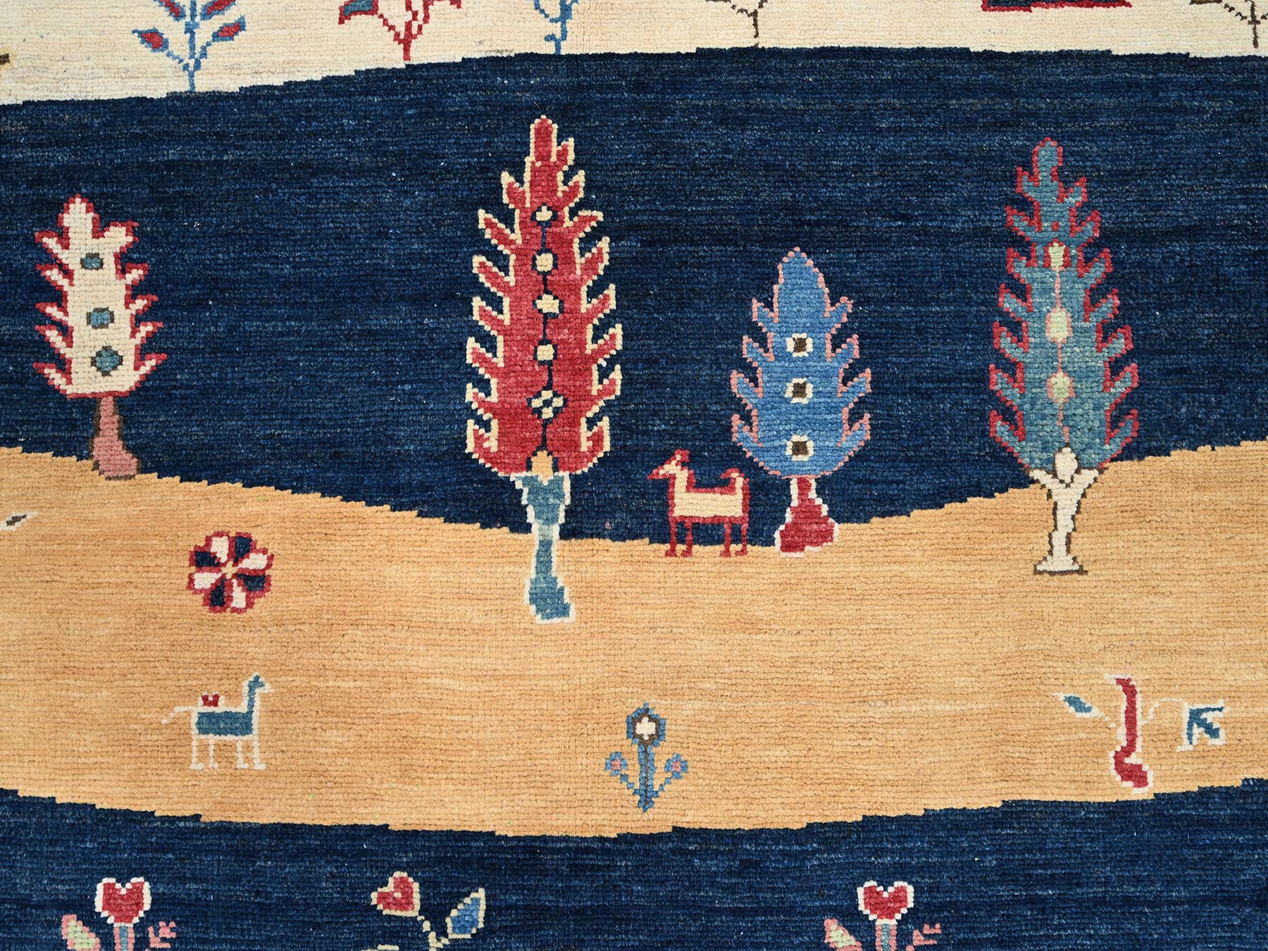 8'x9'7" Legion Blue, Scenery Gabbeh With Small Animal Figurines, Hand Knotted Thick and Plush, 100% Wool Oriental Rug HR86214 - Image 8