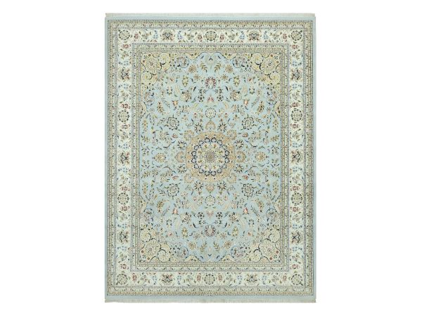 11'6"x15'6" Oslo Blue, 250 KPSI, Velvety Wool, Nain Central Large Medallion Floral Design Denser Weave, Hand Knotted, Oversized Oriental Rug HR90608