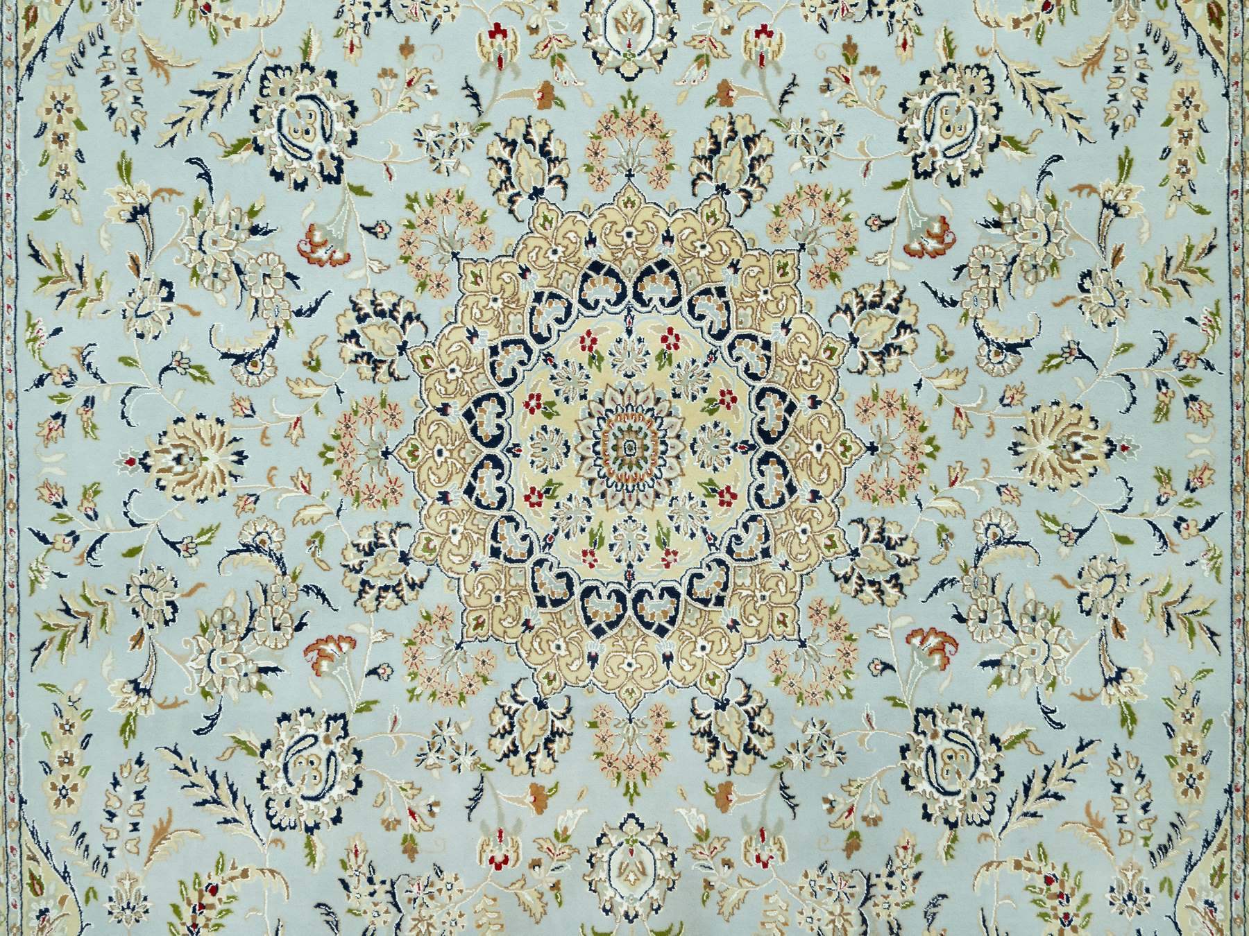 11'6"x15'6" Oslo Blue, 250 KPSI, Velvety Wool, Nain Central Large Medallion Floral Design Denser Weave, Hand Knotted, Oversized Oriental Rug HR90608 - Image 8
