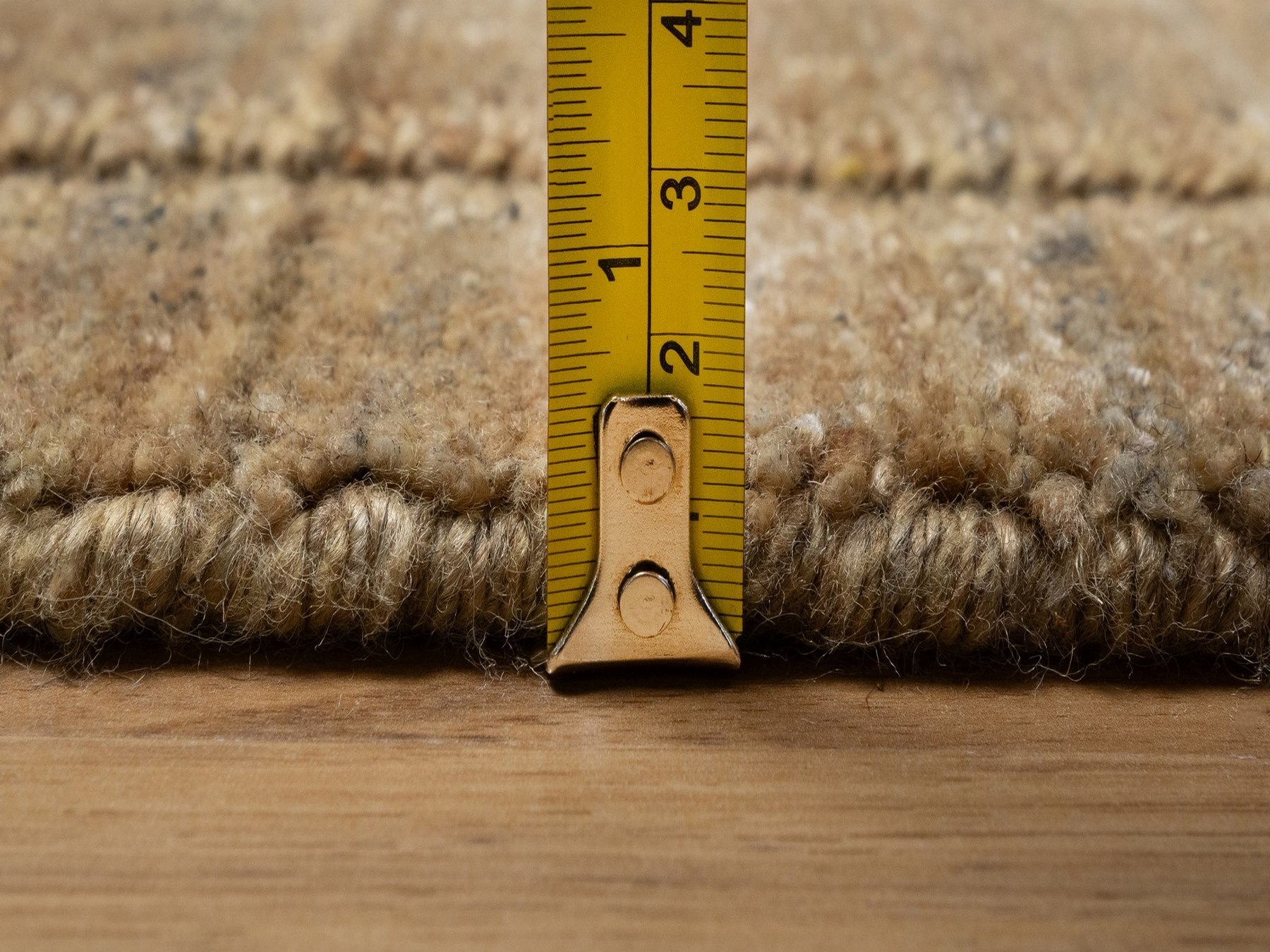 2'5"x8' Camel Brown, Hand Loomed, Undyed Natural Wool, Vertical Stripes Design with Salt and Pepper Effect, Runner, Oriental Rug HR92155 - Image 7