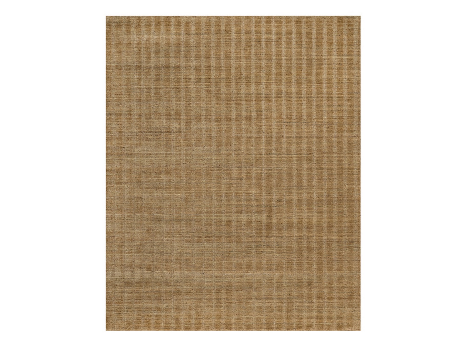 8'1"x10' Camel Brown, Hand Loomed, Undyed Natural Wool, Vertical Stripes Design with Salt and Pepper Effect, Oriental Rug HR92168