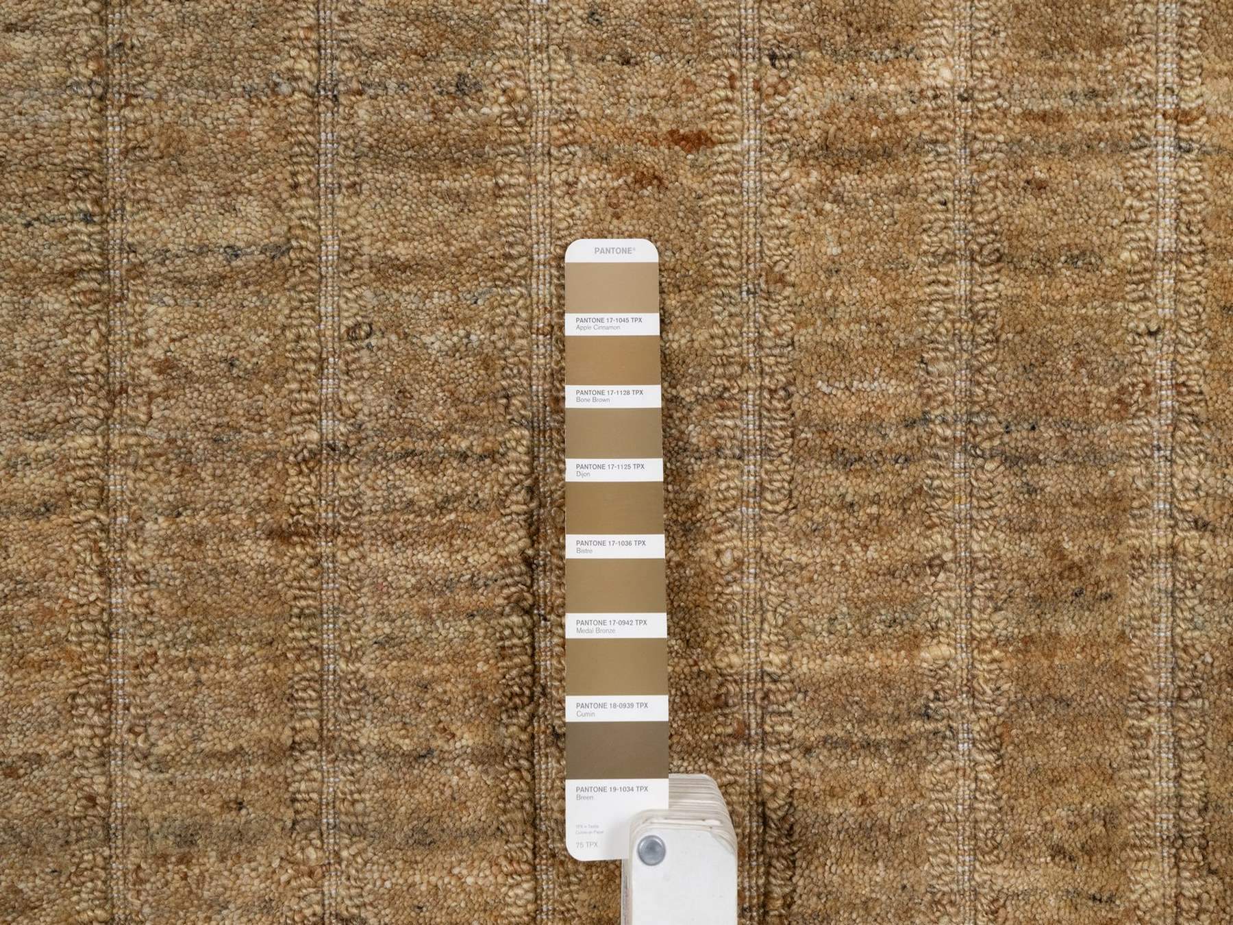 8'1"x10' Camel Brown, Hand Loomed, Undyed Natural Wool, Vertical Stripes Design with Salt and Pepper Effect, Oriental Rug HR92168 - Image 7