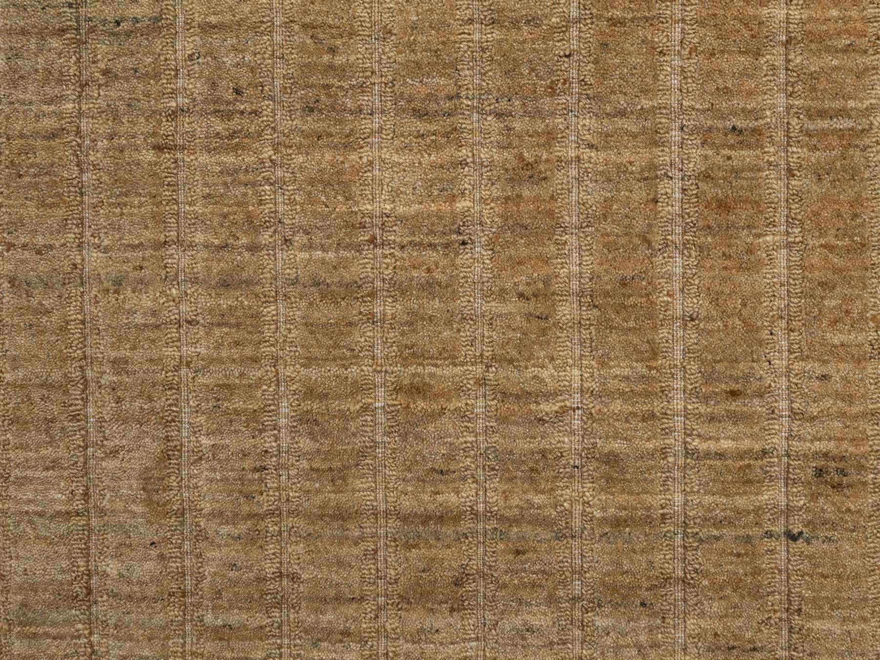 8'1"x10' Camel Brown, Hand Loomed, Undyed Natural Wool, Vertical Stripes Design with Salt and Pepper Effect, Oriental Rug HR92168 - Image 8