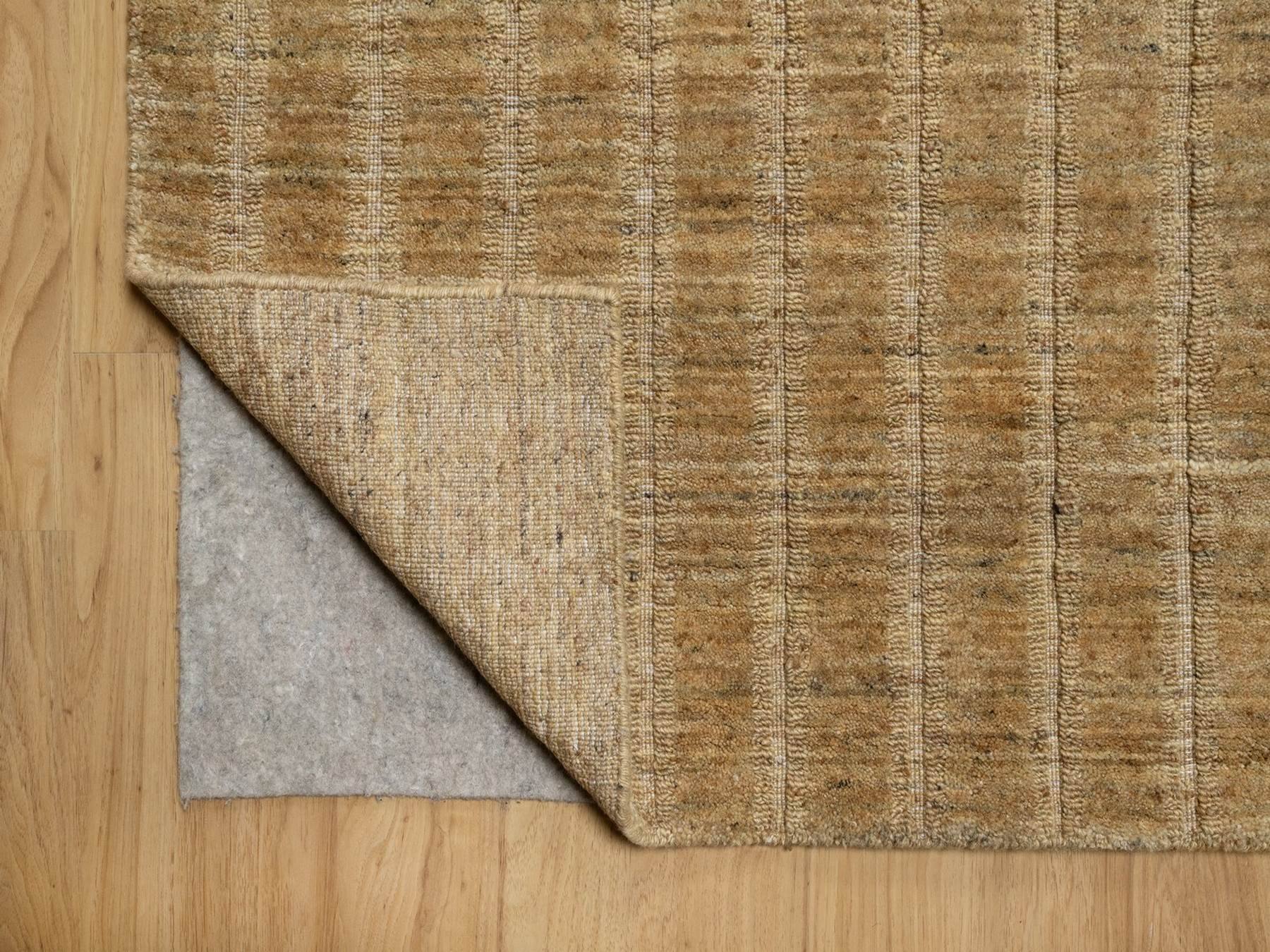 9'1"x12' Camel Brown, Vertical Stripes Design with Salt and Pepper Effect, Undyed Natural Wool, Hand Loomed, Oriental Rug HR92170 - Image 4