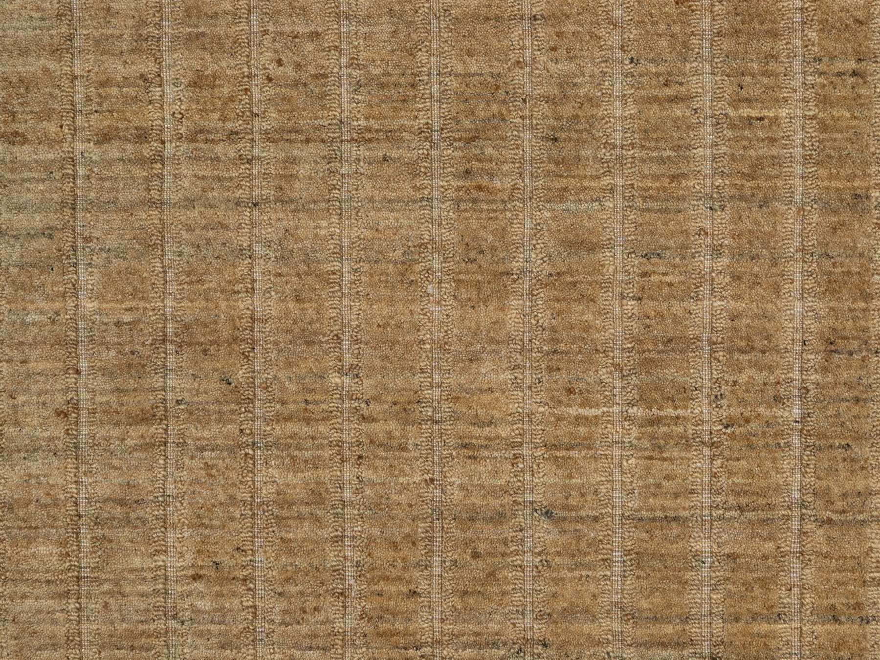 9'1"x12' Camel Brown, Vertical Stripes Design with Salt and Pepper Effect, Undyed Natural Wool, Hand Loomed, Oriental Rug HR92170 - Image 8