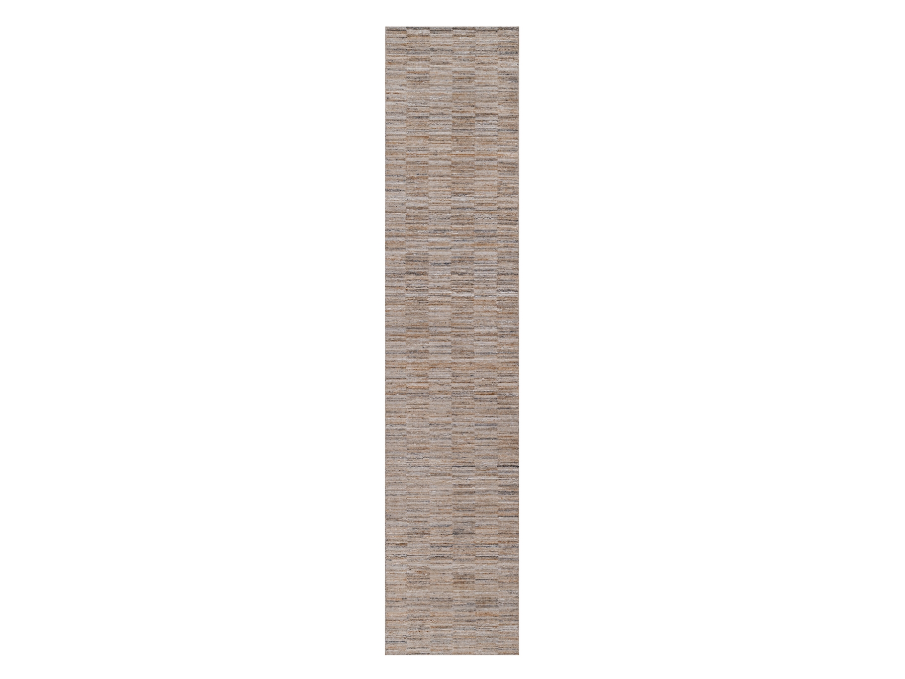 2'7"x12' Beaver Brown, Natural Wool, Modern Grid Pattern, Textured, Hand Loomed, Runner, Oriental Rug HR92206