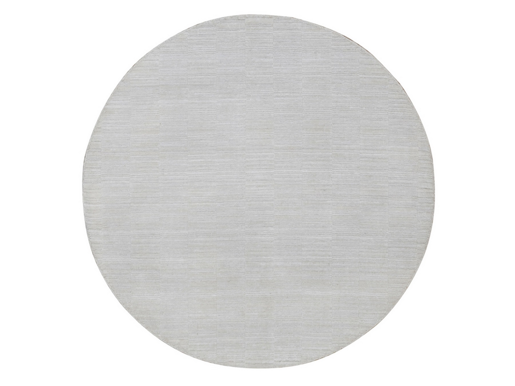 5'x5' Daisy White, Pure Wool, Hand Loomed, Plain Modern Striae Design, Tone on Tone, Soft to the Touch, Round, Oriental Rug HR92222