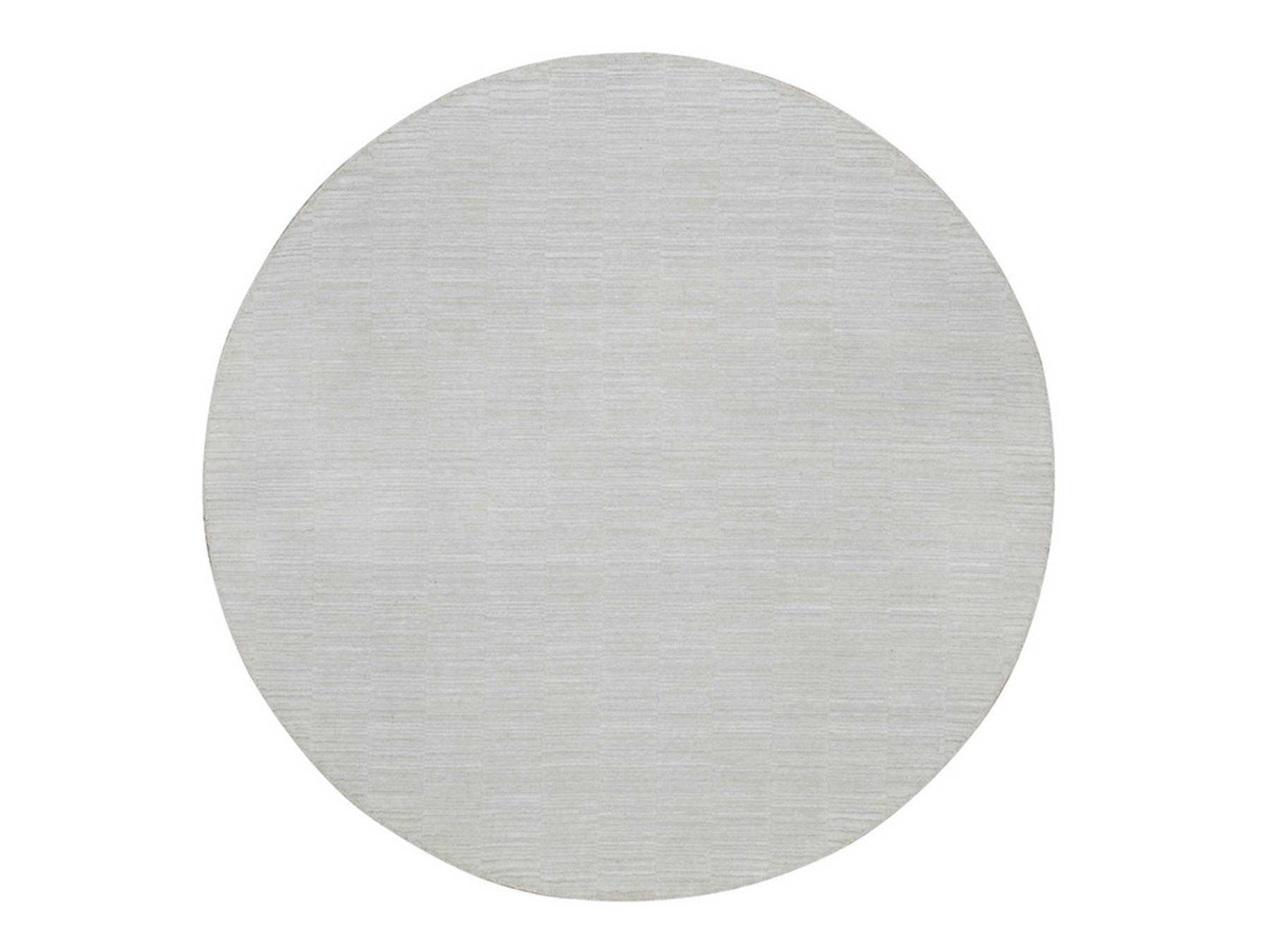 6'x6' Daisy White, Hand Loomed, Plain Modern Striae Design, Tone on Tone, Soft to the Touch, Pure Wool, Round, Oriental Rug HR92223