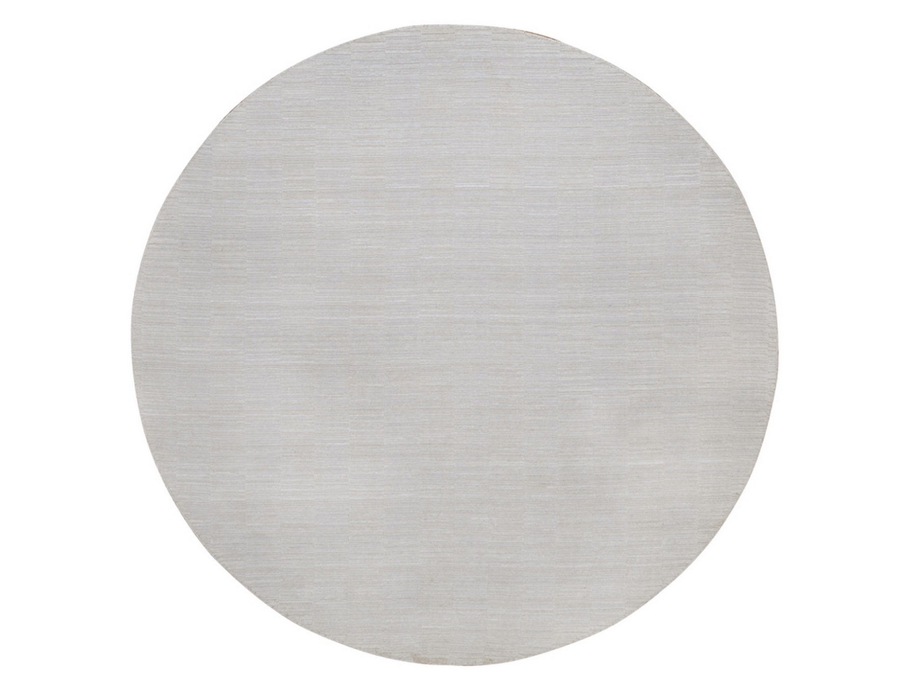 8'x8' Daisy White, Hand Loomed, Plain Modern Striae Design, Tone on Tone, Soft to the Touch, Pure Wool, Round, Oriental Rug HR92225