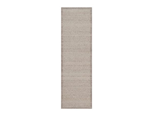 2'5"x8'2" Beaver Brown, Textured, Modern Variegated Design, Natural Undyed Wool, Piled Flat Weave, Tone on Tone, Hand Knotted, Runner, Oriental Rug HR92234