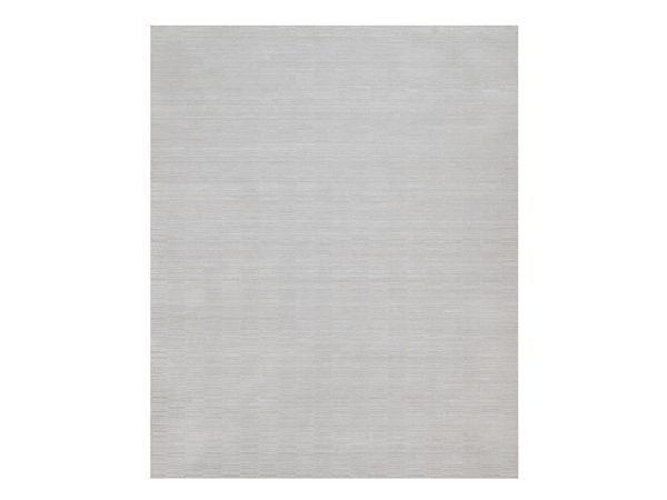 8'x10' Daisy White, Modern, Grid Design, Pure Wool, Textured, Hand Loomed, Oriental Rug HR92244