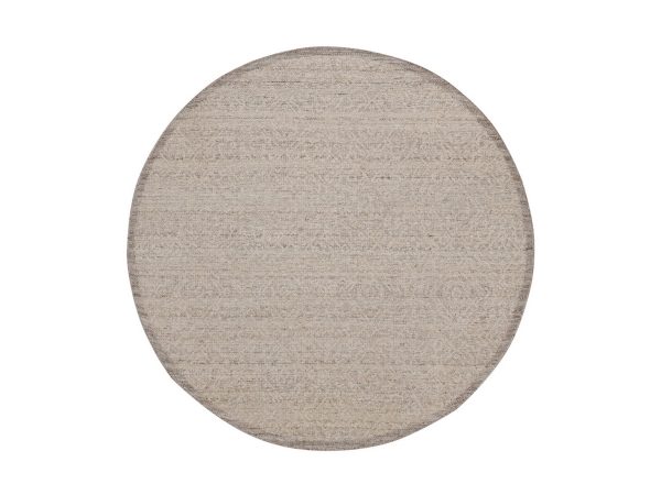 6'x6' Beaver Brown, Modern Variegated Design, Natural Undyed Wool, Piled Flat Weave, Tone on Tone, Textured, Hand Knotted, Round, Oriental Rug HR92246