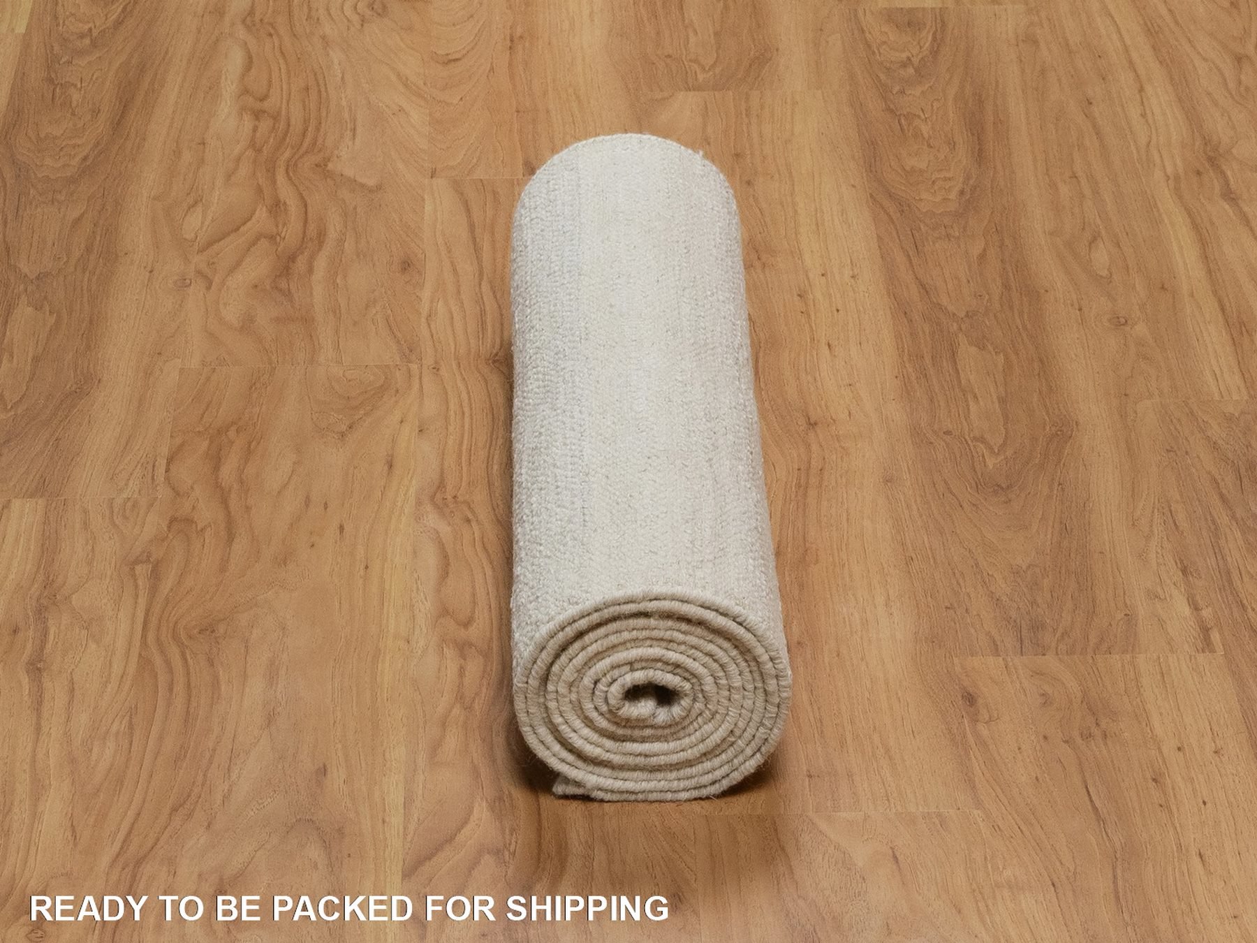 2'6"x10'3" Lace White, Modern, Piled Flat Weave, Tone on Tone, Textured, Hand Knotted, Undyed Natural Wool, Runner, Oriental Rug HR92249 - Image 6