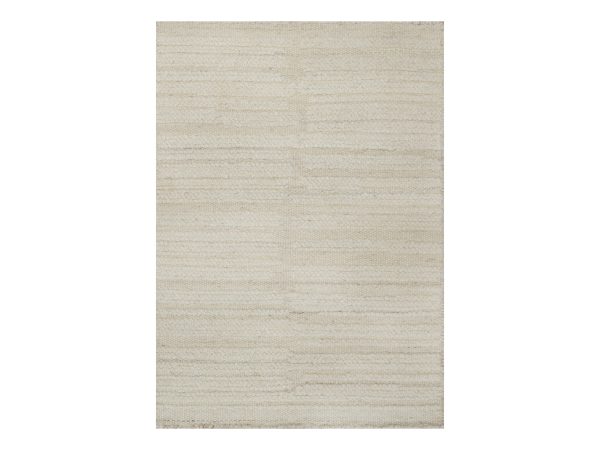 2'x3' Lace White, Hand Knotted, Modern, Piled Flat Weave, Tone on Tone, Textured, Undyed Natural Wool, Mat, Sample, Oriental Rug HR92256