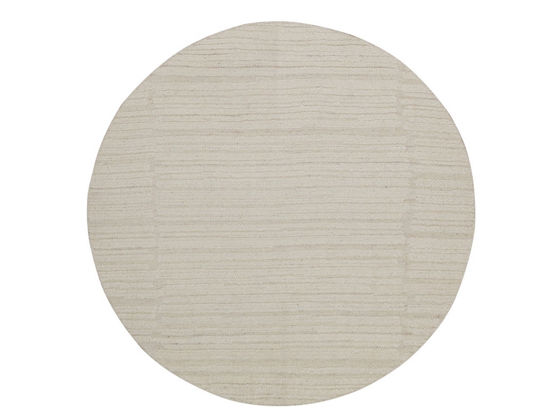 5'x5' Lace White, Hand Knotted, Modern, Piled Flat Weave, Tone on Tone, Textured, Undyed Natural Wool, Round, Oriental Rug HR92259