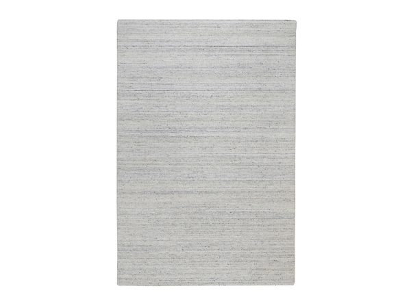 6'1"x9'1" Ice Gray, Modern Plain Design, Textured, Hand Loomed, Natural Wool, Oriental Rug HR92268