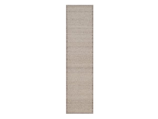 2'5"x10' Beaver Brown, Modern Variegated Design, Natural Undyed Wool, Piled Flat Weave, Hand Knotted, Tone on Tone, Textured, Runner, Oriental Rug HR92281
