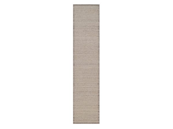 2'7"x12' Beaver Brown, Textured, Hand Knotted, Modern Variegated Design, Natural Undyed Wool, Piled Flat Weave, Tone on Tone, Runner, Oriental Rug HR92283