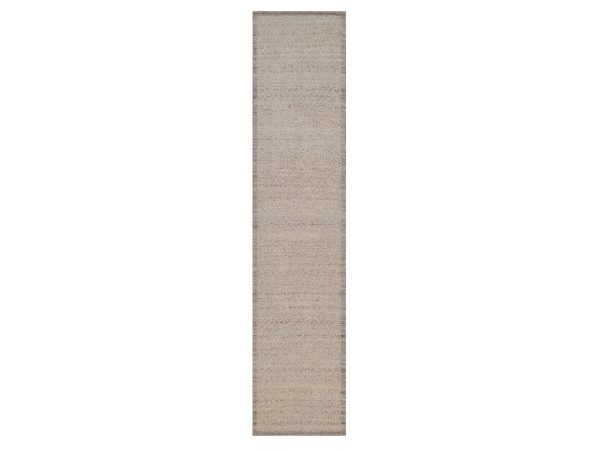 2'6"x11'10" Beaver Brown, Hand Knotted, Modern Variegated Design, Natural Undyed Wool, Piled Flat Weave, Tone on Tone, Textured, Runner, Oriental Rug HR92284