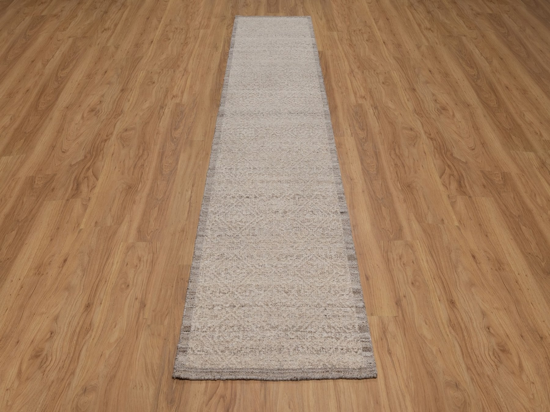 2'6"x11'10" Beaver Brown, Hand Knotted, Modern Variegated Design, Natural Undyed Wool, Piled Flat Weave, Tone on Tone, Textured, Runner, Oriental Rug HR92284 - Image 2